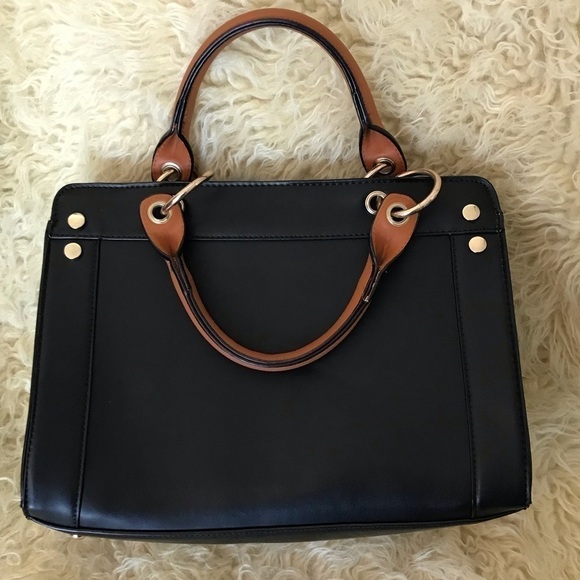 CESCA handbag purse.  Black with brown handles. - Picture 2 of 7